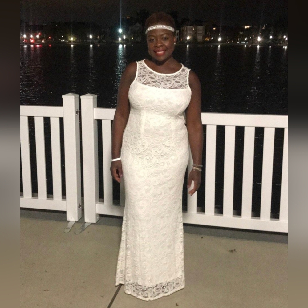 MARINA Cream Lace Maxi Dress